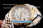 Rolex Datejust II Asia 2813 Automatic Two Tone Case/Bracelet with White Dial and Diamonds Markers (BP)