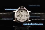 Panerai Luminor Marina PAM113E Swiss ETA 6497 Manual Winding Movement Steel Case with White Dial and Black Leather Strap