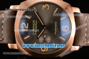 Panerai Luminor Marina 1950 3 Days Automatic Composite Asia Automatic Rose Gold Case Black Dial With Stick/Arabic Numeral Markers Brown Leather Strap