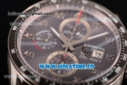 Tag Heuer Carrera Calibre 1887 Automatic Chrono Swiss Valjoux 7750 Automatic Steel Case with Grey Dial Brown Leather Strap and Arabic Numeral Markers