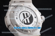 Hublot Big Bang Caviar Chronograph Miyota OS20 Quartz Ceramic Case with White Dial and White Rubber Strap Stick Markers