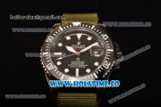 Rolex Submariner Asia Automatic PVD Case with White Dot Markers and Army Green Nylon Strap