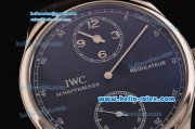 IWC Portuguese Asia 6497-CHG Manual Winding Steel Case with Black Leather Strap Black Dial Numeral Markers