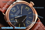 Panerai Radiomir Black Seal Asia 6497 Manual Winding Rose Gold Case with Brown Leather Strap and Black Dial