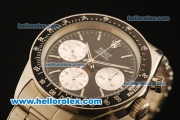Rolex Daytona Vintage Chronograph Swiss Valjoux 7750 Steel Case/Strap with Black Dial and White Markers