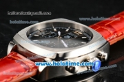 Tag Heuer Monza Calibre 36 Chrono Swiss Valjoux 7750 Automatic Steel Case with Brown Leather Strap and Black Dial