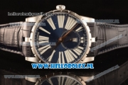 Roger Dubuis Excalibur Clone Roger Dubuis RD830 Automatic Steel Case with Blue Dial Stick Markers and Black Genuine Leather