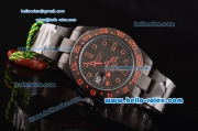 Rolex Stealth Flame Explorer II Bamfor GMT Asia 2813 Automatic PVD Case with PVD Strap Black Dial Orange Markers ETA Coating