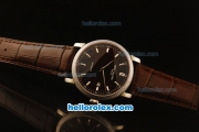 Patek Philippe Calatrava Swiss ETA 2824 Automatic Steel Case with Black Dial and Brown Leather Strap