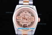 Rolex Air-King Oyster Perpetual Automatic Steel Case with Rose Gold Dial and Two Tone Strap