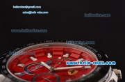 Ferrari Chrono Miyota OS20 Quartz Steel Case PVD Bezel with Steel Strap and Red Dial Stick Markers