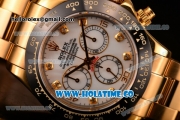 Rolex Daytona Chrono Swiss Valjoux 7750 Automatic Yellow Gold Case/Bracelet with Ceramic Bezel White Dial and Diamonds Markers (BP)