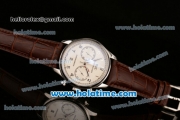 IWC Portuguese Chrono Miyota OS20 Quartz Steel Case with Brown Leather Bracelet White Dial and Silver Markers