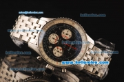 Breitling Montbrillant Swiss Valjoux 7750 Automatic Full Steel with Black Dial and Sliver Numeral Markers