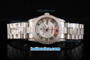 Rolex Day Date Oyster Perpetual Automatic with Diamond&White Dial-Roman Marking and Diamond Bezel