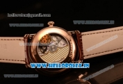 BlancPain Villeret Miyota 9015 Automatic Rose Gold Case with White Dial Arabic and Brown Leather Strap (EF)