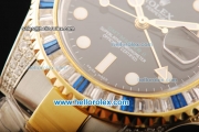 Rolex GMT Master II Swiss ETA 2836 Automatic Movement Black Dial with White Markers and Two Tone Strap