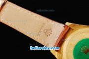 Rolex Daytona Oyster Perpetual Chronometer Automatic Gold Case with White Dail and Number Marking-Leather Strap