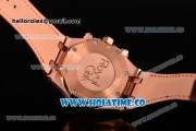 Audemars Piguet Royal Oak Chrono 41MM Swiss Valjoux 7750 Automatic Rose Gold Case with White Dial Stick Markers and Brown Leather Strap (EF)