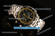 Omega Seamaster Diver 300M Chrono Miyota OS20 Quartz Full Steel with Black Dial and Yellow Inner Bezel