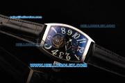 Franck Muller Swiss Tourbillon Manual Winding Movement Steel Case with Black Dial and White Arabic Numerals