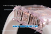Richard Mille RM 07-02 Miyota 9015 Automatic Pink Sapphire Case with White Rubber Strap and Blue MOP Dial White Markers