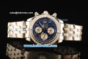 Breitling Chronomat Evolution Chronograph Swiss Valjoux 7750 Automatic Movement Full Steel with Diamond Bezel and Blue Dial