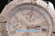 Breitling Avenger Chrono Swiss Valjoux 7750-SHG Automatic Stainless Steel Case with Brown Leather Strap and White Dial