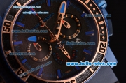 Ulysse Nardin Maxi Marine Diver Chrono Swiss Valjoux 7750-DD Automatic Blue PVD Case with Blue Rubber Strap and Black Dial Blue Stick Markers