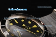 Rolex Submariner Swiss ETA 2836 Automatic Movement Black Dial with Yellow Hands and Grey Nylon Strap