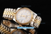 Rolex Datejust Automatic Movement White Dial with Gold Stick Markers and Gold Bezel-18K Gold Never Fade