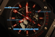 Hublot King Power F1 Chronograph Quartz PVD Case with Black Dial and Red Markers-Black Rubber Strap