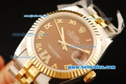 Rolex Datejust Automatic Movement ETA Coating Case with Brown Dial and Two Tone Strap