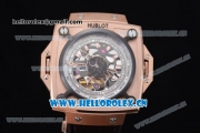 Hublot Masterpiece MP 08 Antikythera Sunmoon Asia 2813 Automatic Rose Gold Case Skeleton Dial Black Leather Strap and White/Rose Gold Markers