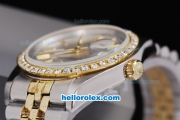 Rolex Datejust Automatic Two Tone With White Dial and Diamond Bezel