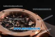 Hublot Classic Fusion Skeleton Tourbillon Asia Auto Rose Gold Case with Skeleton Dial and Black Leather Strap