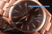 Omega Seamaster Asia 2813 Automatic Full Rose Gold Case with Black Stripe Dial-ETA Coating