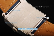 Franck Muller Master Square Swiss ETA 2824 Automatic Movement White Dial with Diamond Bezel and Blue Leather Strap