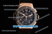 Hublot Big Bang Chrono Swiss Valjoux 7750 Automatic Rose Gold/PVD Case Black Dial With Stick/Arabic Numeral Markers Black Rubber Strap