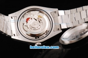 Rolex Day Date II Oyster Perpetual Automatic Movement Silver Case with White Stick Markers and Black Dial