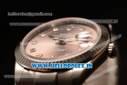 Rolex Datejust Oyster Perpetual Swiss ETA 2836 Automatic Steel Case Brown Dial With Diamonds Markers Steel Bracelet (BP)