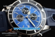 Breitling SuperOcean Heritage Chrono Swiss Valjoux 7750 Automatic Steel Case Blue Dial With Stick Markers Blue Rubber Strap (JH)