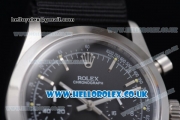 Rolex Pre-Daytona Chronograph Miyota OS20 Quartz Steel Case with Black Dial Stick Markers and Black Nylon Strap