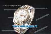 Rolex Datejust Clone Swiss ETA 2836 Automatic K Gold Case with White Dial Diamonds Markers and Two Tone Bracelet BP