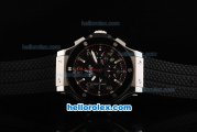 Hublot Big Bang Swiss Valjoux 7750 Chronograph Movement Steel Case with Black Dial and Ceramic Bezel-Black Rubber Strap