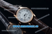 Jaeger-LECoultre Master Grande Ultra Thin Miyota 9015 Automatic Rose Gold Case with Sector Dial Arabic Numeral Markers and Brown Leather Strap