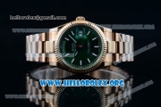 Rolex Day-Date Swiss ETA 2836 Automatic Rose Gold Case with Green Dial Stick Markers and Rose Gold Bracelet (BP)