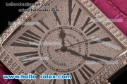 Franck Muller Master Square Swiss ETA 2824 Automatic Steel Case Diamond Bezel with Peach Leather Strap and Diamond Dial