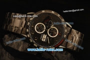 Tag Heuer Carrera Calibre 16 Chronograph Quartz Movement PVD Case with PVD Bezel and PVD Strap