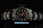 Rolex Milgauss Swiss ETA 2836 Automatic Movement full PVD with Black Dial and White/Yellow Stick Markers-PVD Strap